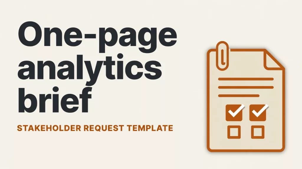 Analytics Made Simple 5 Cover: One-page analytics brief, stakeholder request template