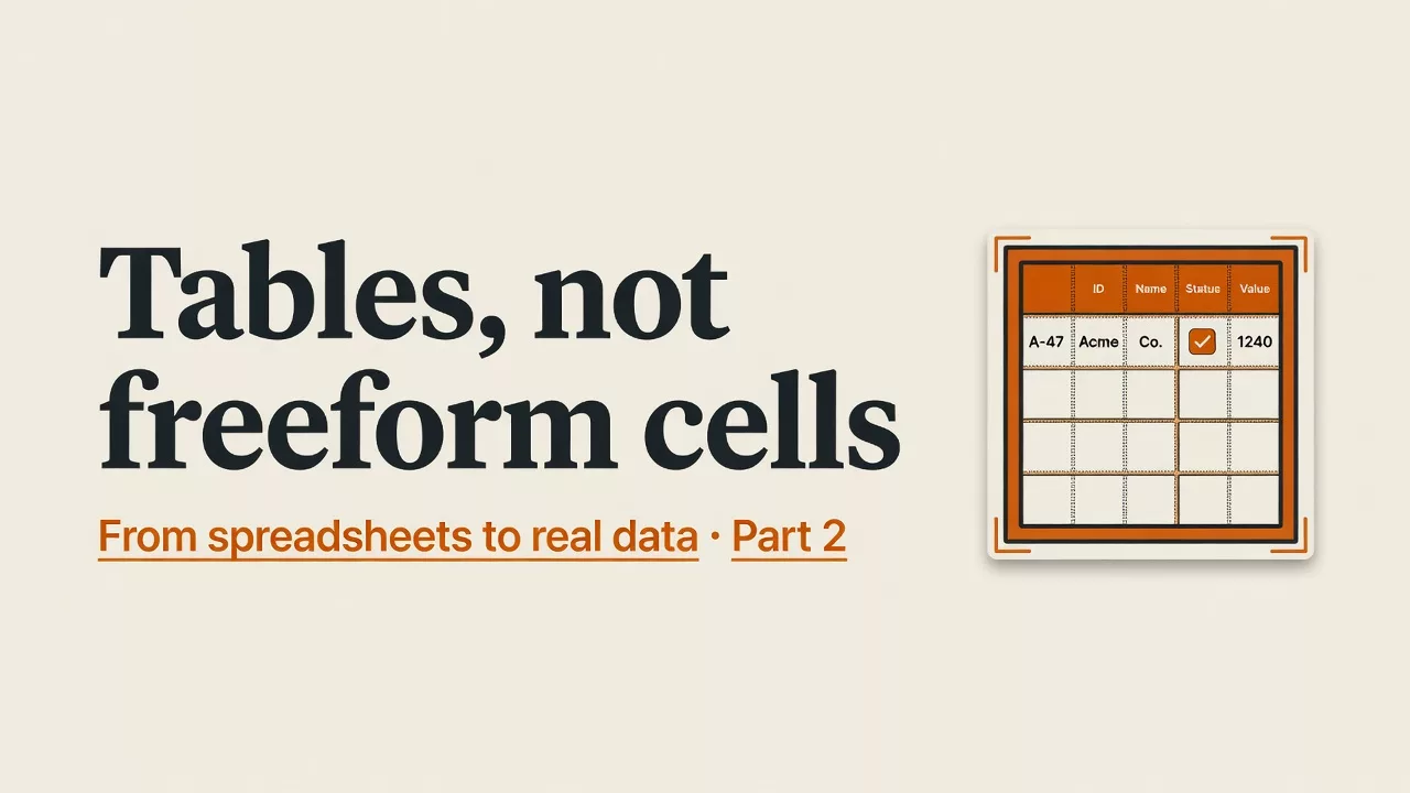 Tables, not freeform cells