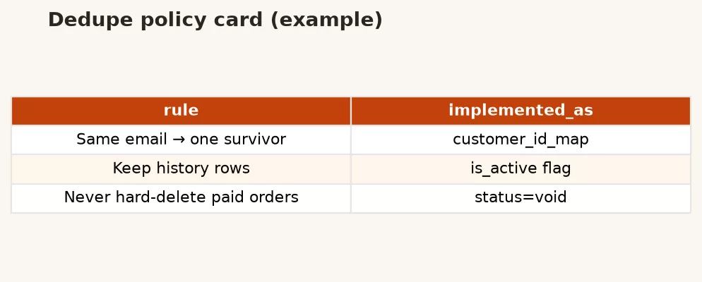 Deduping without destroying history 5 d3 policy card
