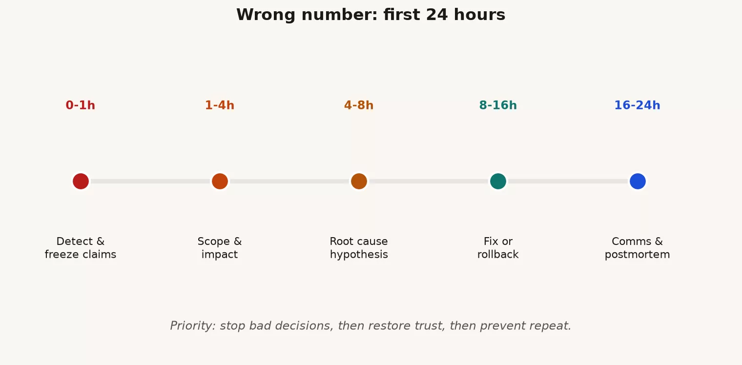 First 24 hours timeline for a wrong-number data incident