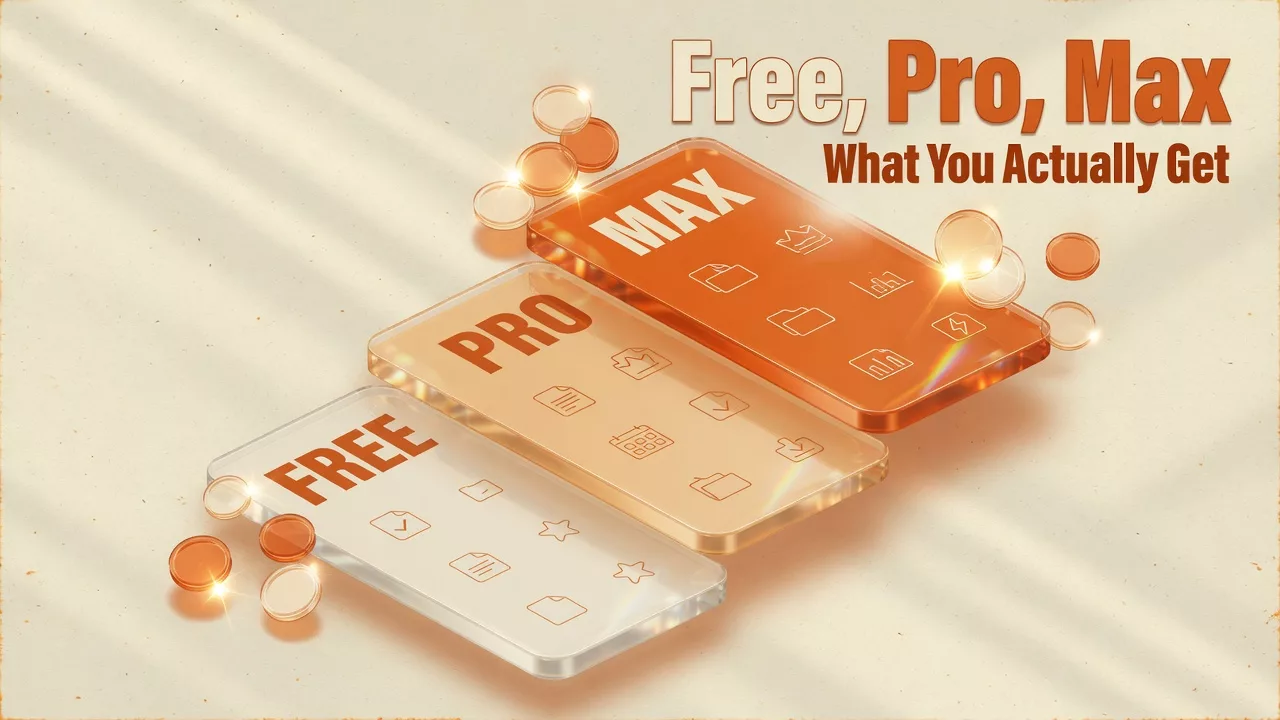 Free vs Pro vs Max: what you actually get 1 Free vs Pro vs Max: what you actually get