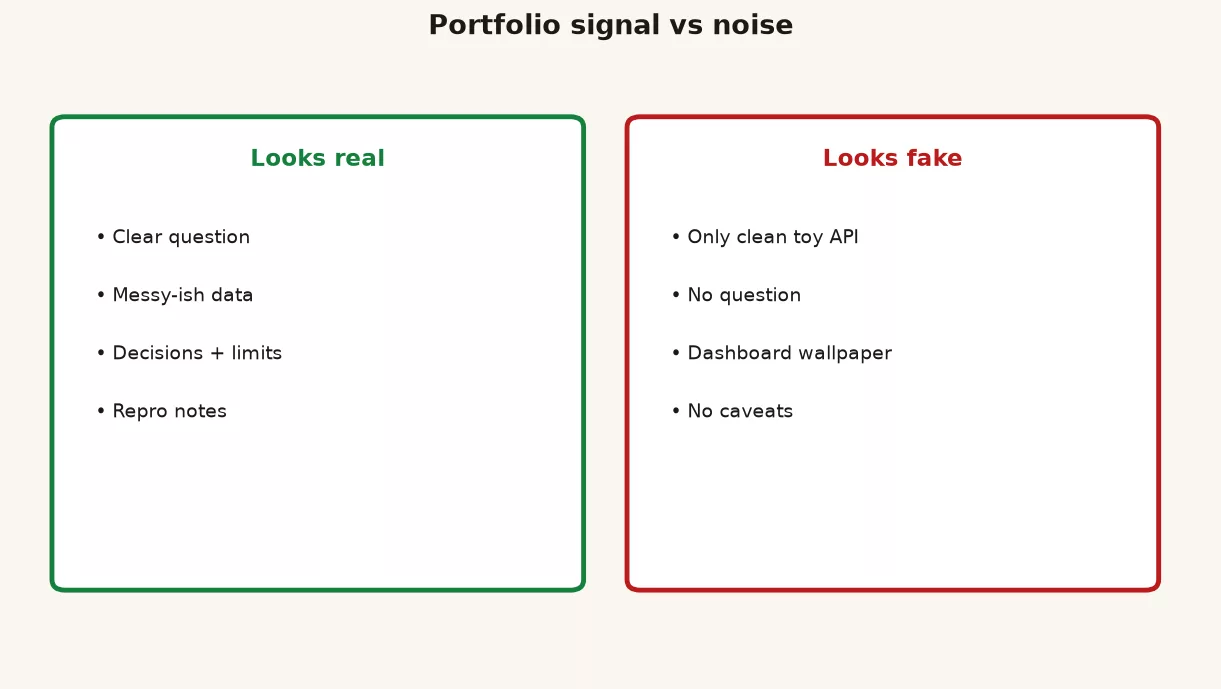 Portfolio project stack from business question through data method checks narrative and decision