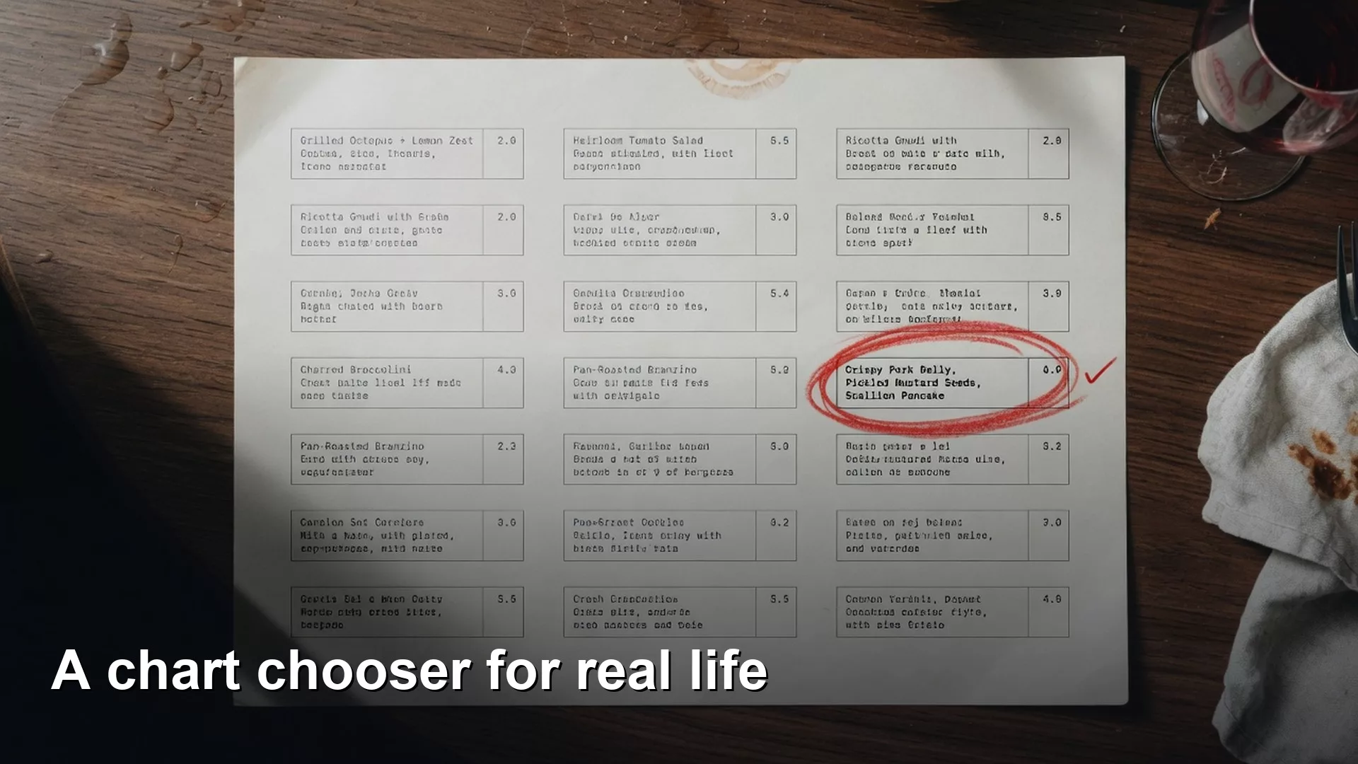Editorial featured image for Chart chooser for real life. Title text reads Chart chooser for real life.