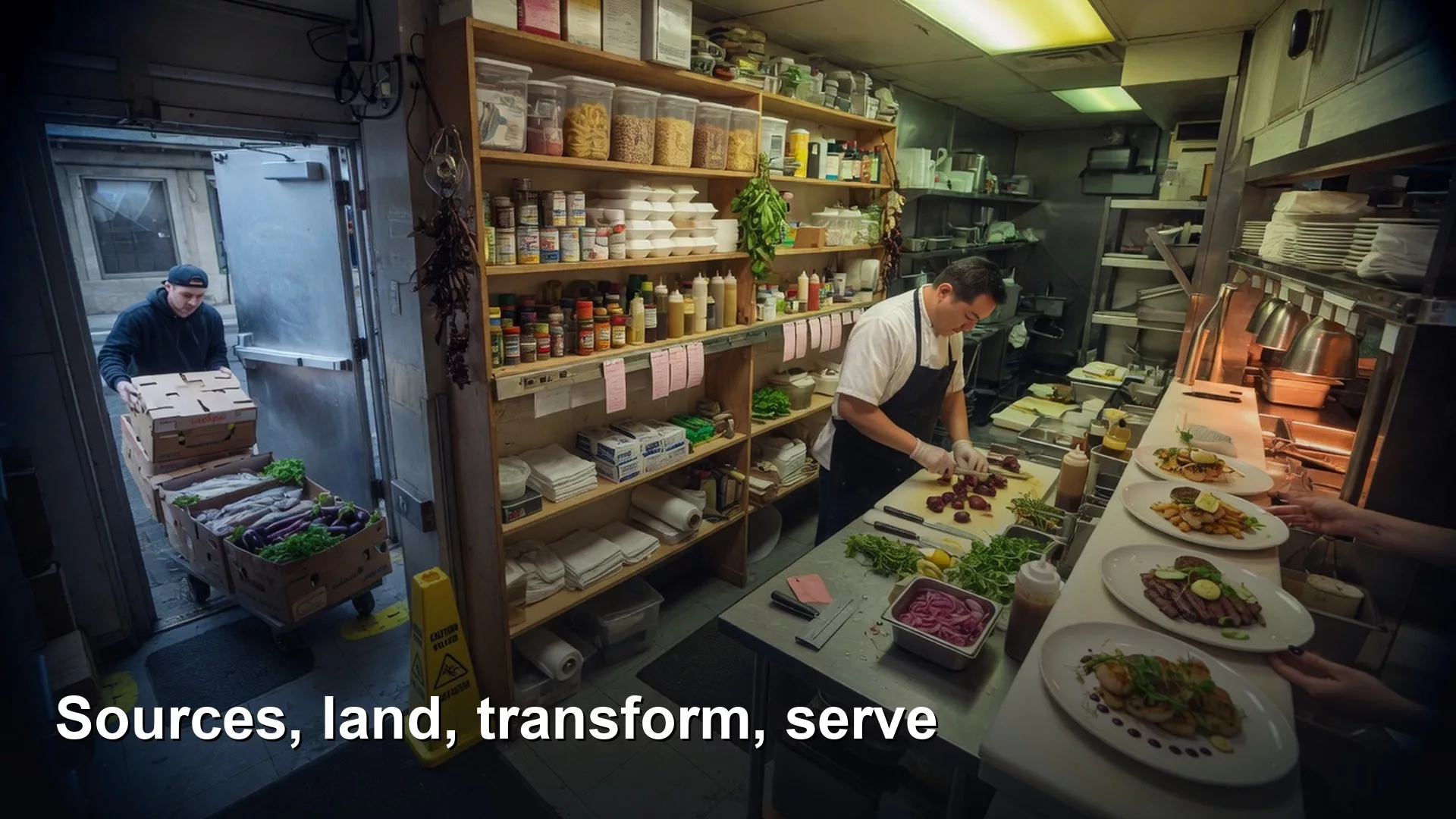 Editorial featured image for Sources, land, transform, serve. Title text reads Sources, land, transform, serve.