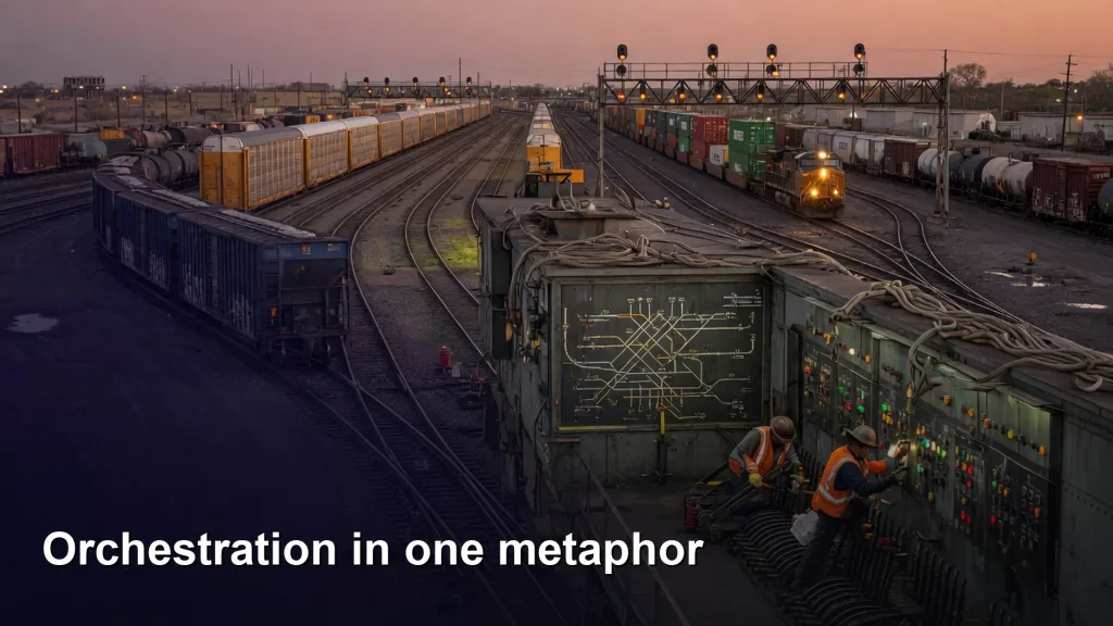 Analytics Made Simple 5 Editorial featured image for Orchestration in one metaphor. Title text reads Orchestration in one metaphor.