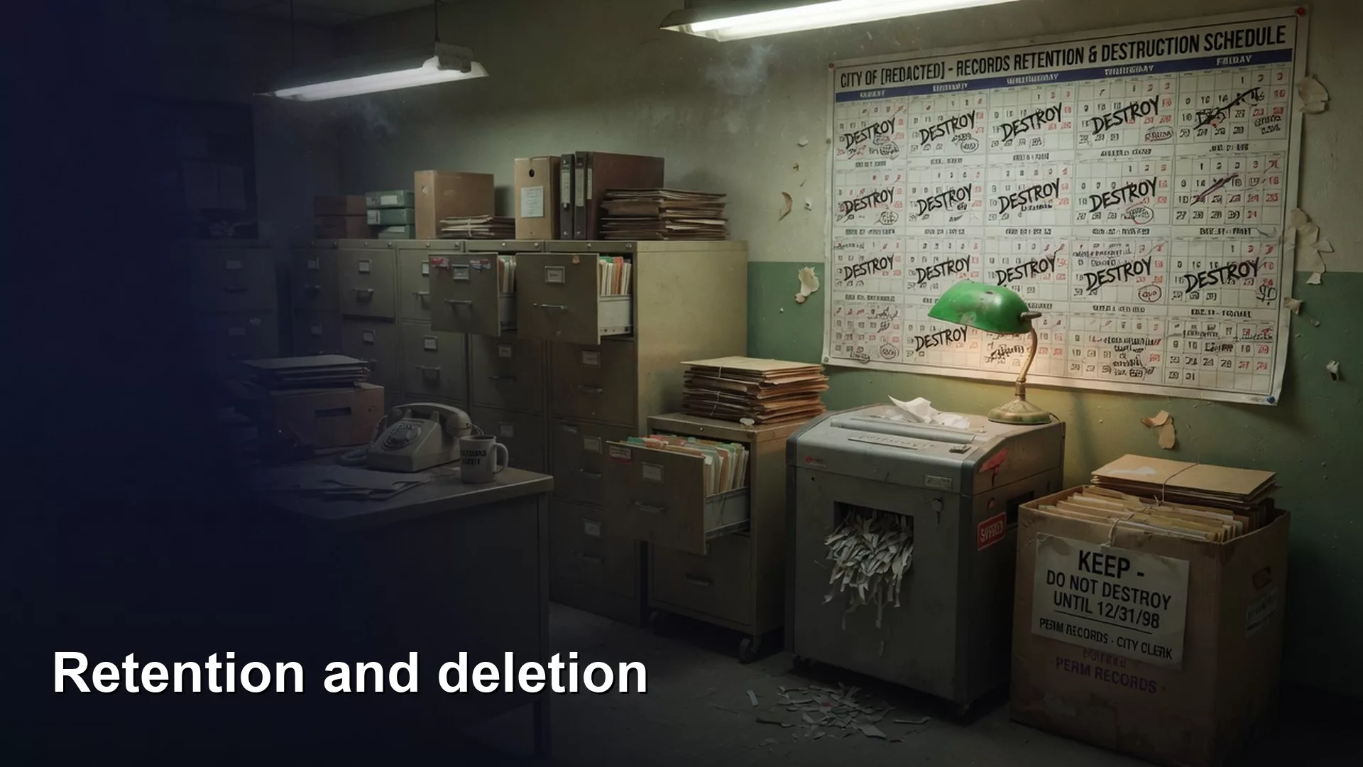 Editorial featured image for Retention, deletion, and we might need it someday. Title text reads Retention, deletion, and we might need it someday.