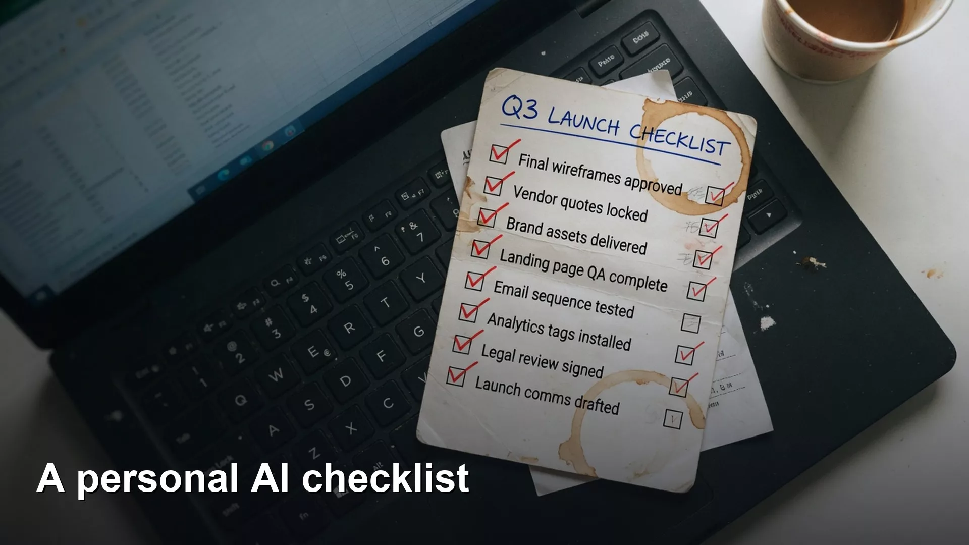 Building a personal AI checklist 1 Editorial featured image for Building a personal AI checklist. Title text reads Building a personal AI checklist.