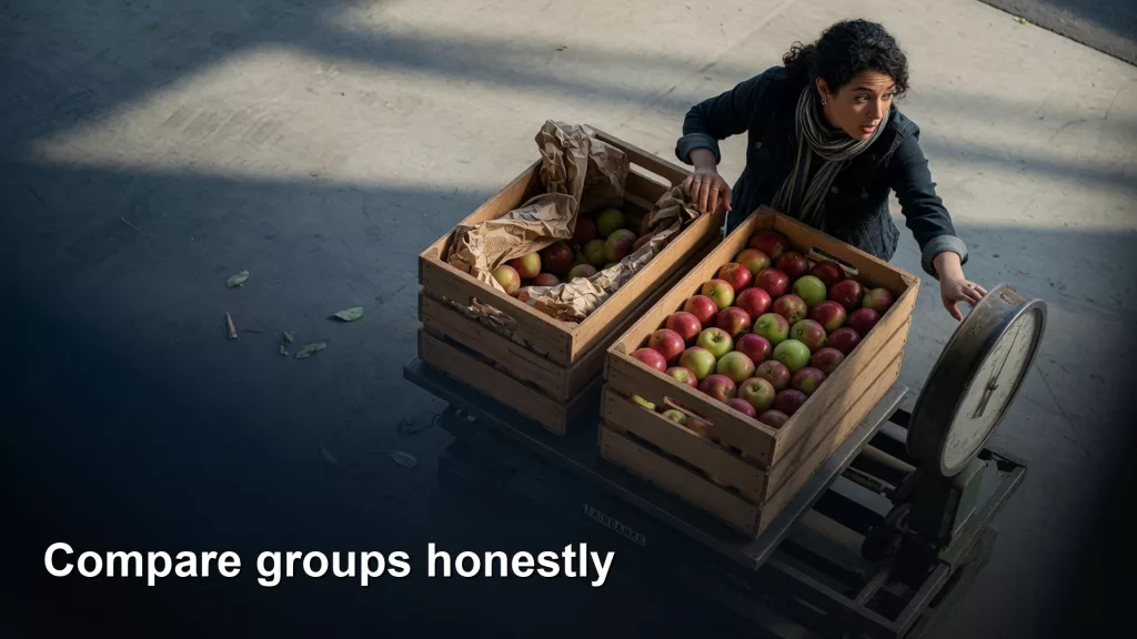 Analytics Made Simple 5 Editorial featured image for Comparing groups without fooling yourself. Title text reads Comparing groups without fooling yourself.