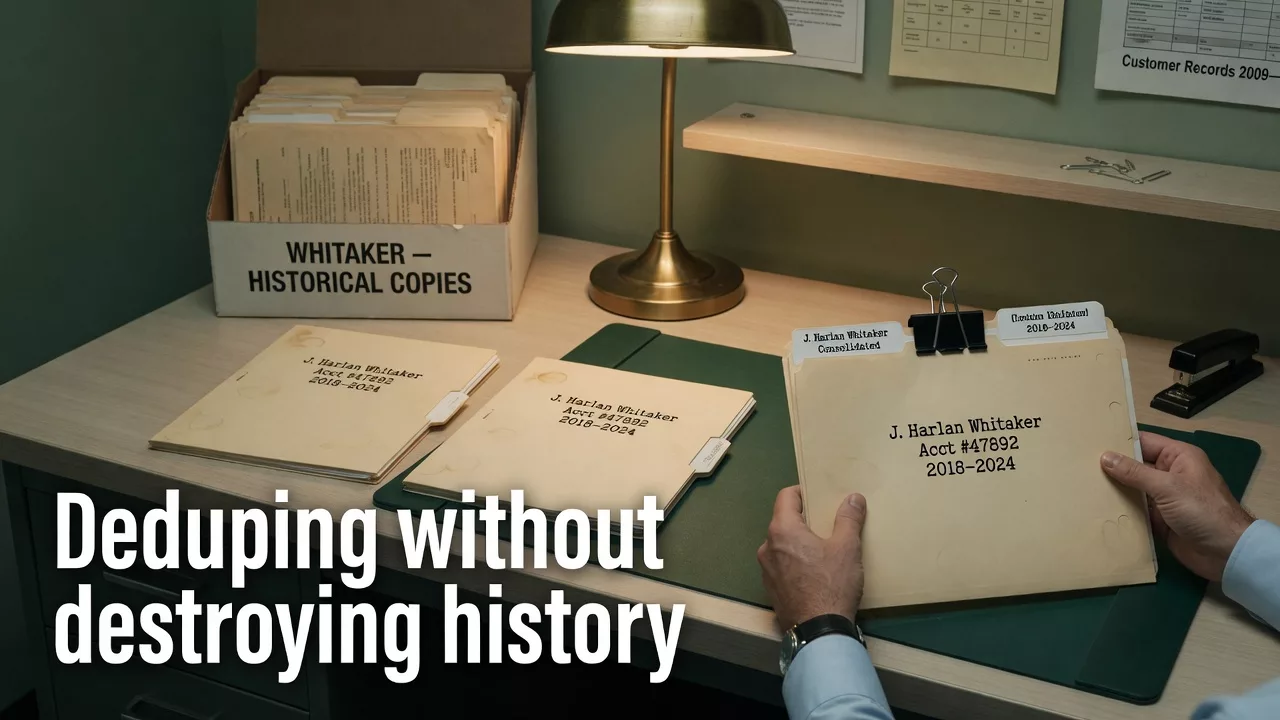 Deduping without destroying history 2 Deduping without destroying history