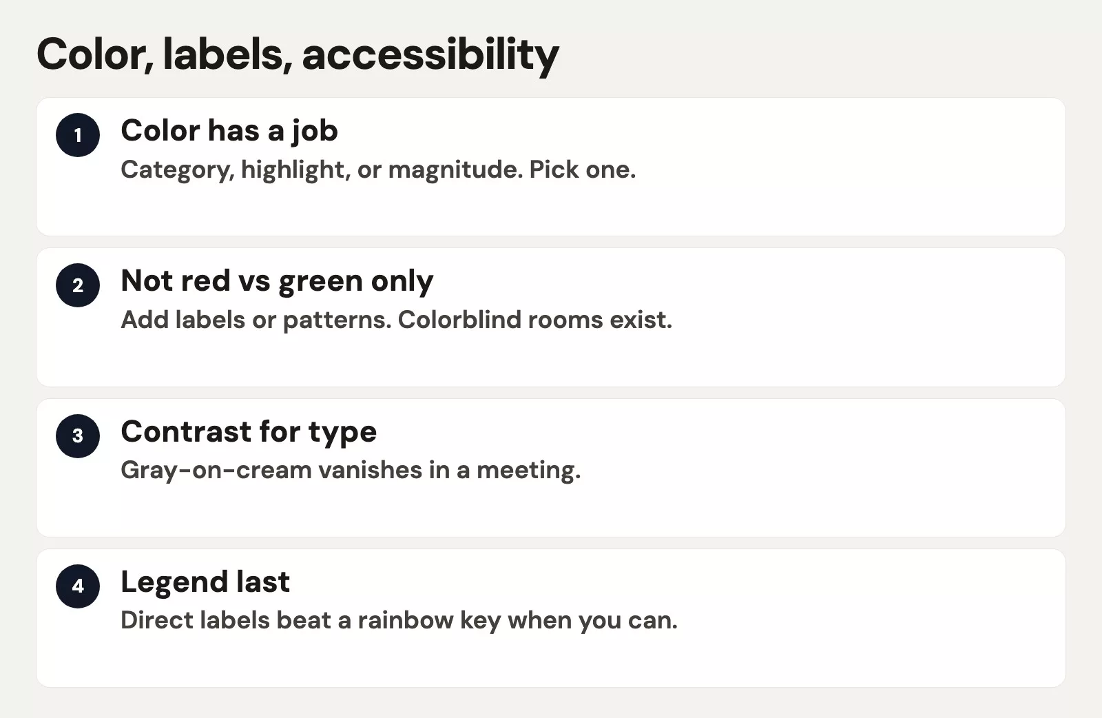 Color, labels, and accessibility 2 Color, labels, accessibility