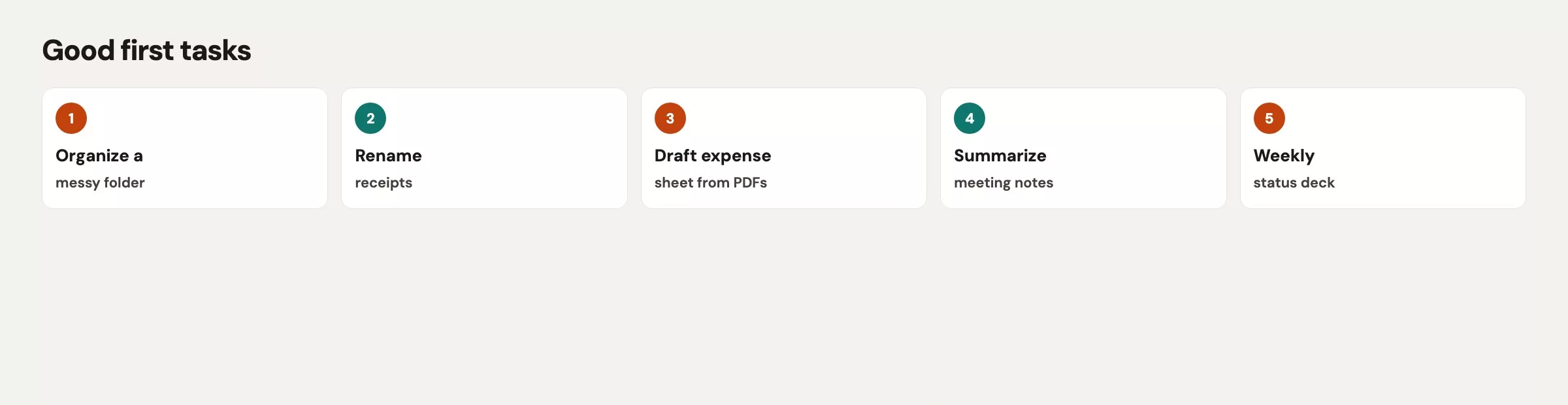 Setup and first real file task 3 Good first Cowork jobs versus bad first jobs: sandbox tasks with clear deliverables versus whole-disk or regulated production work