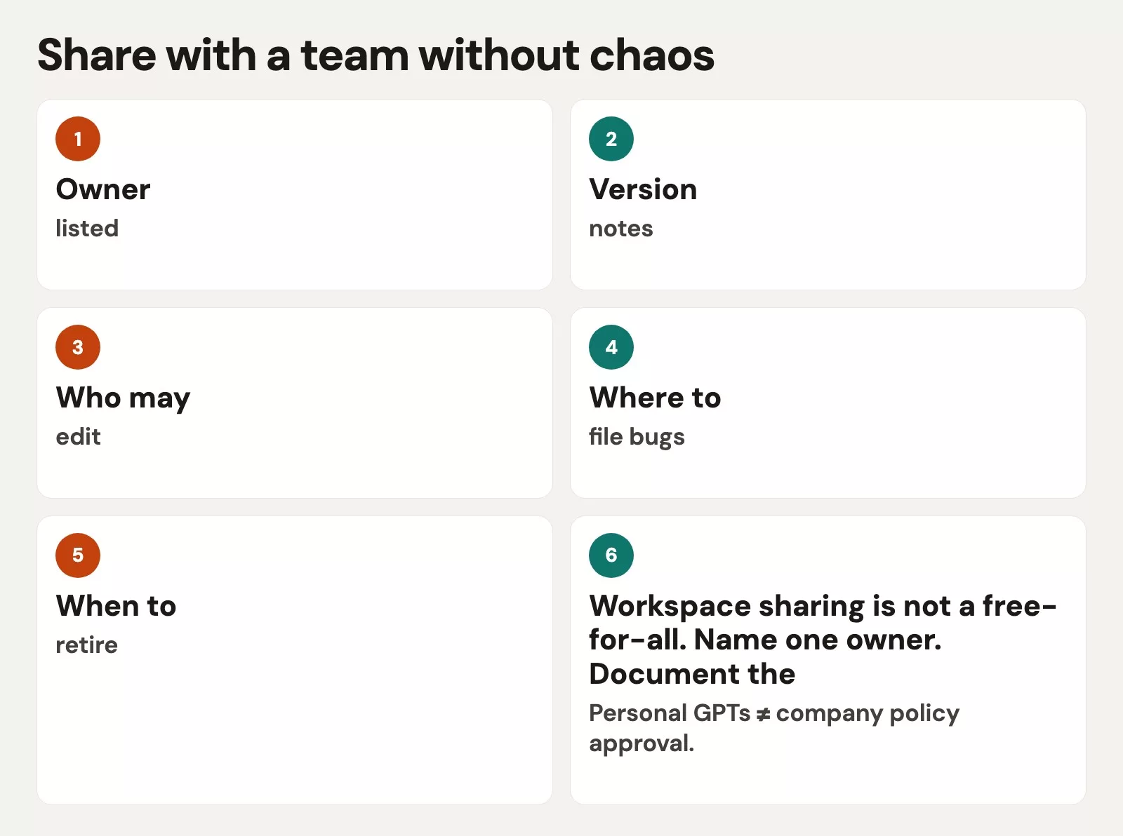 Share with a team without chaos