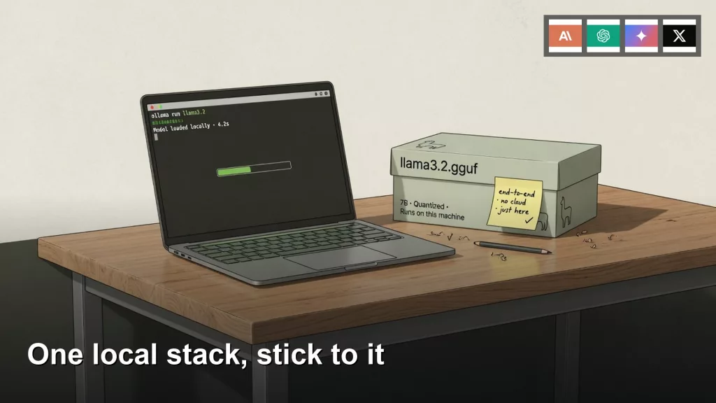Featured image: One local stack, stick to it. Editorial illustration for Analytics Made Simple.