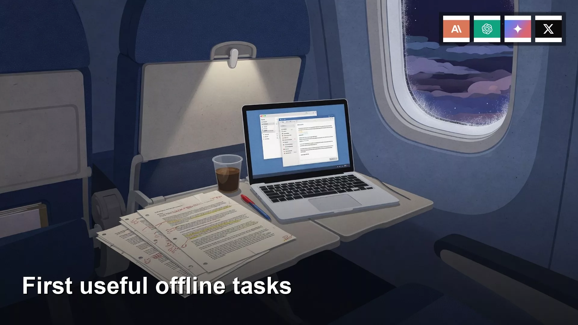 Featured image: First useful offline tasks. Editorial illustration for Analytics Made Simple.