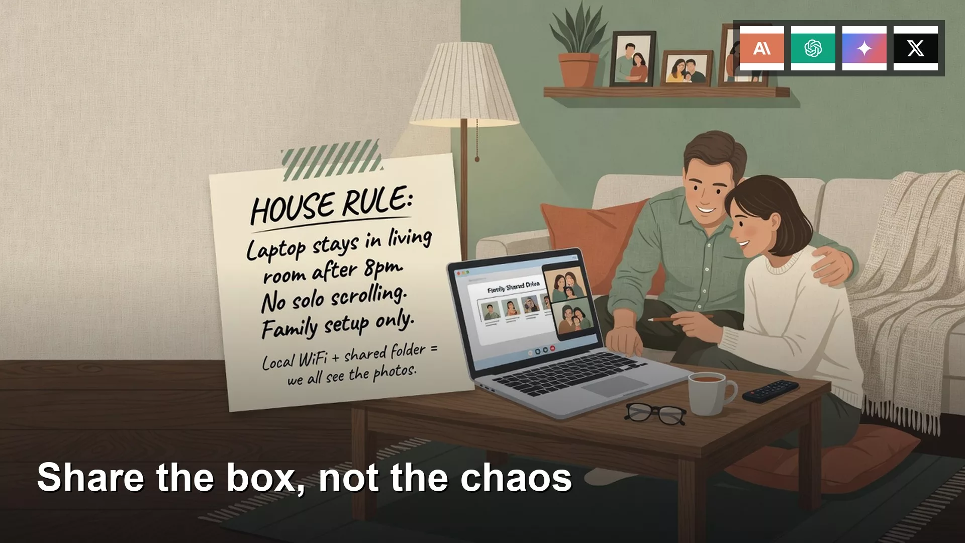 Featured image: Share the box, not the chaos. Editorial illustration for Analytics Made Simple.