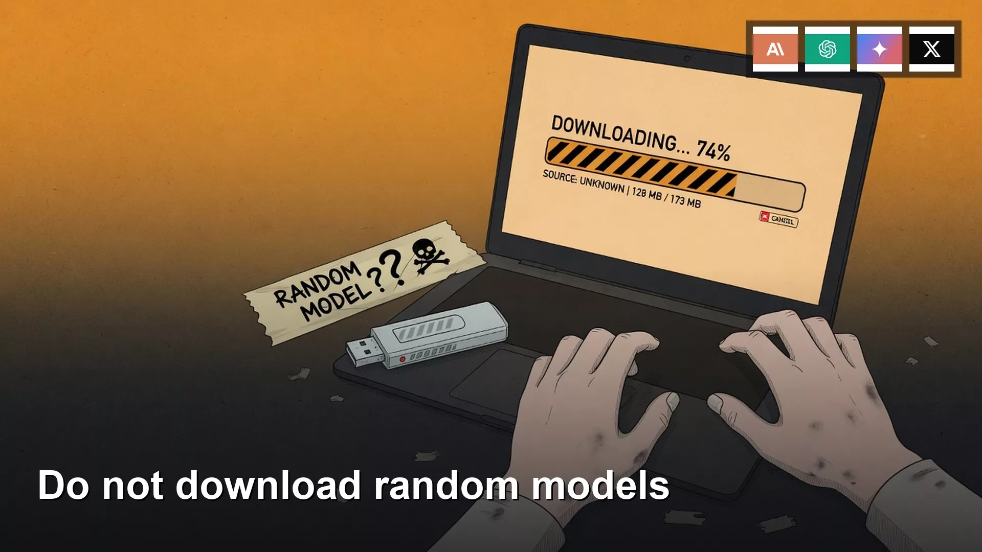 Featured image: Do not download random models. Editorial illustration for Analytics Made Simple.