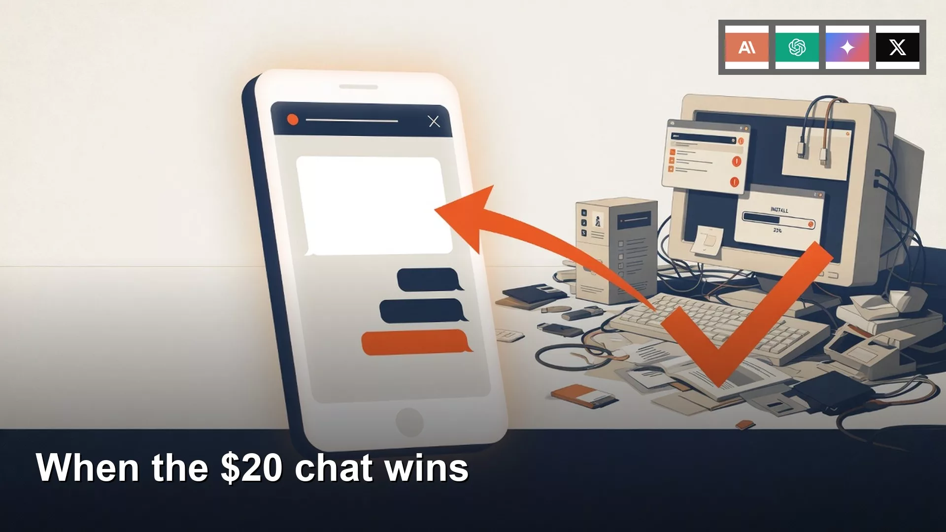 Featured image: When the $20 chat wins. Editorial illustration for Analytics Made Simple.