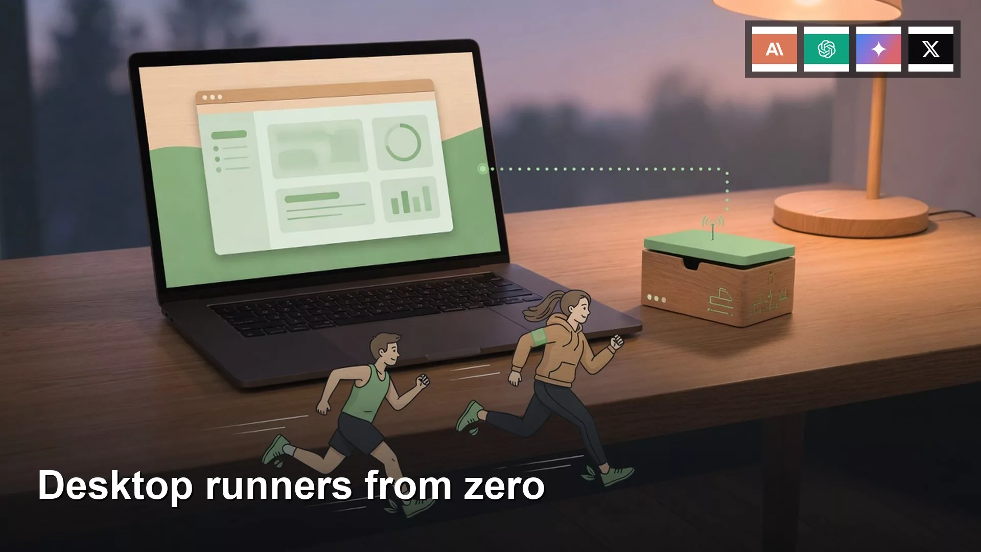 Featured image: Desktop runners from zero. Editorial illustration for Analytics Made Simple.