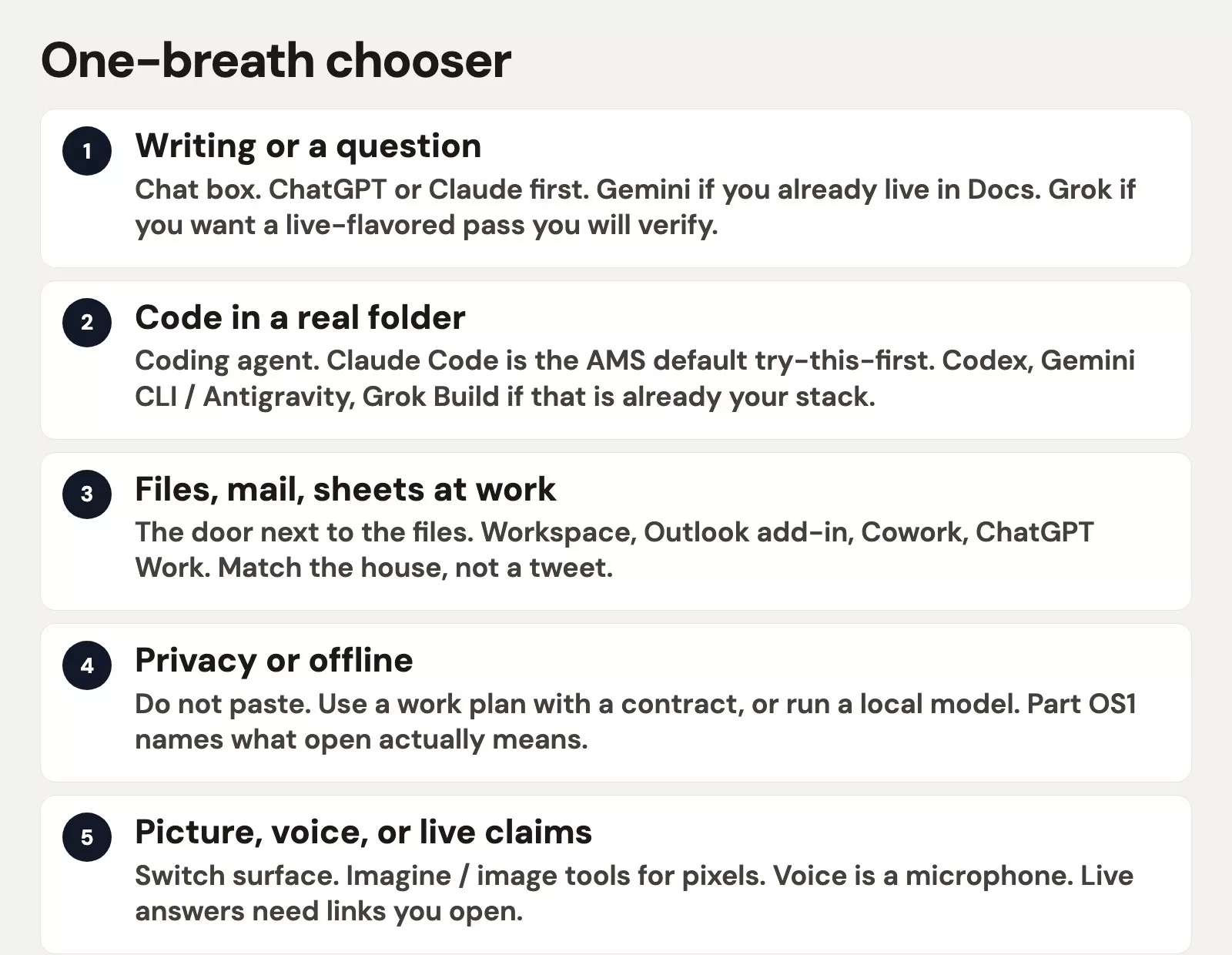One-breath chooser