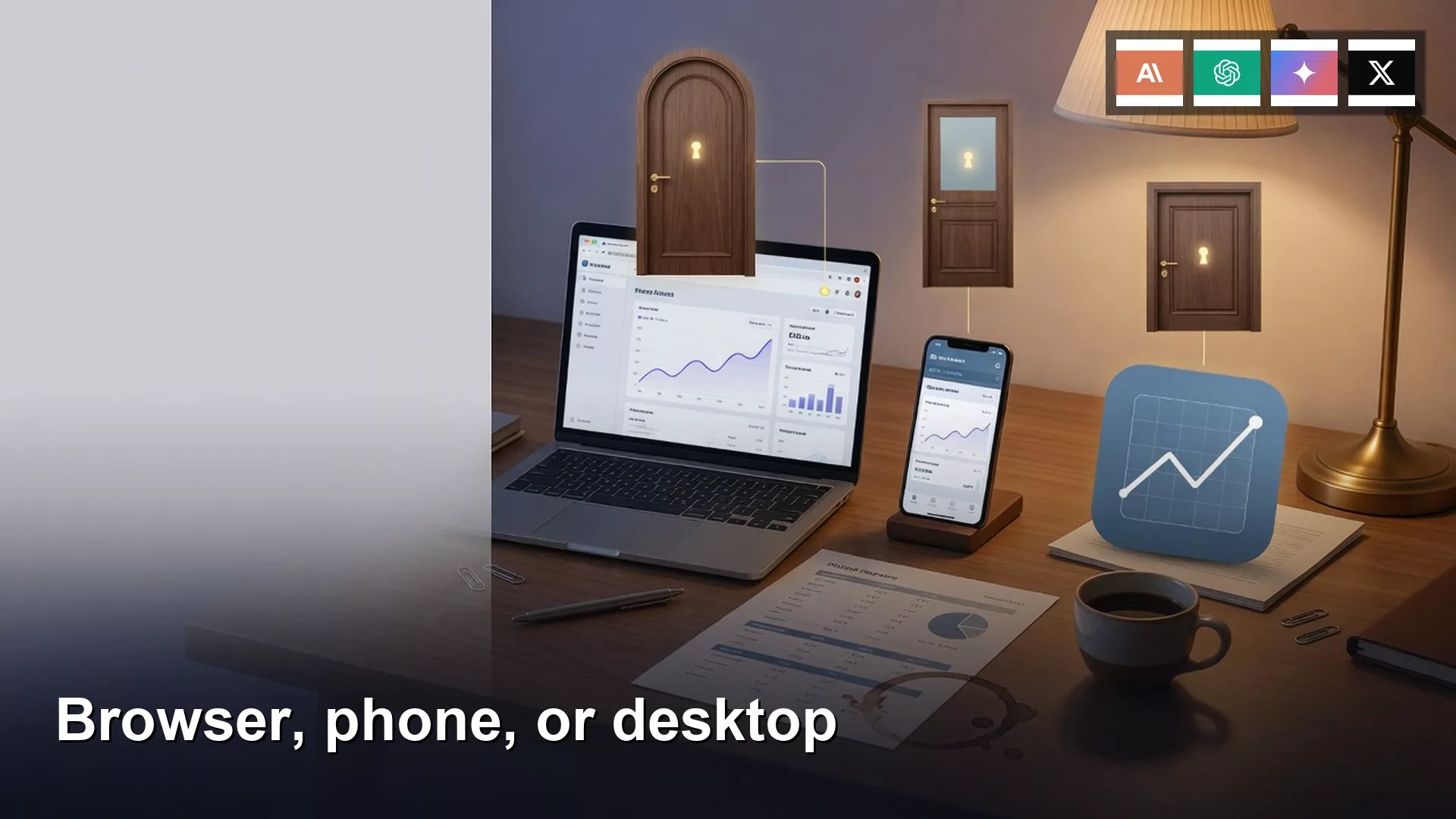 Featured image: Browser, phone, or desktop. Editorial illustration for Analytics Made Simple.