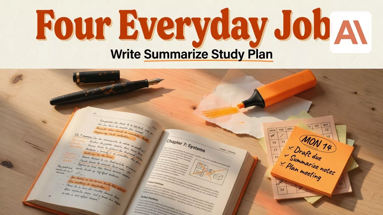 Writing, summarizing, studying, planning