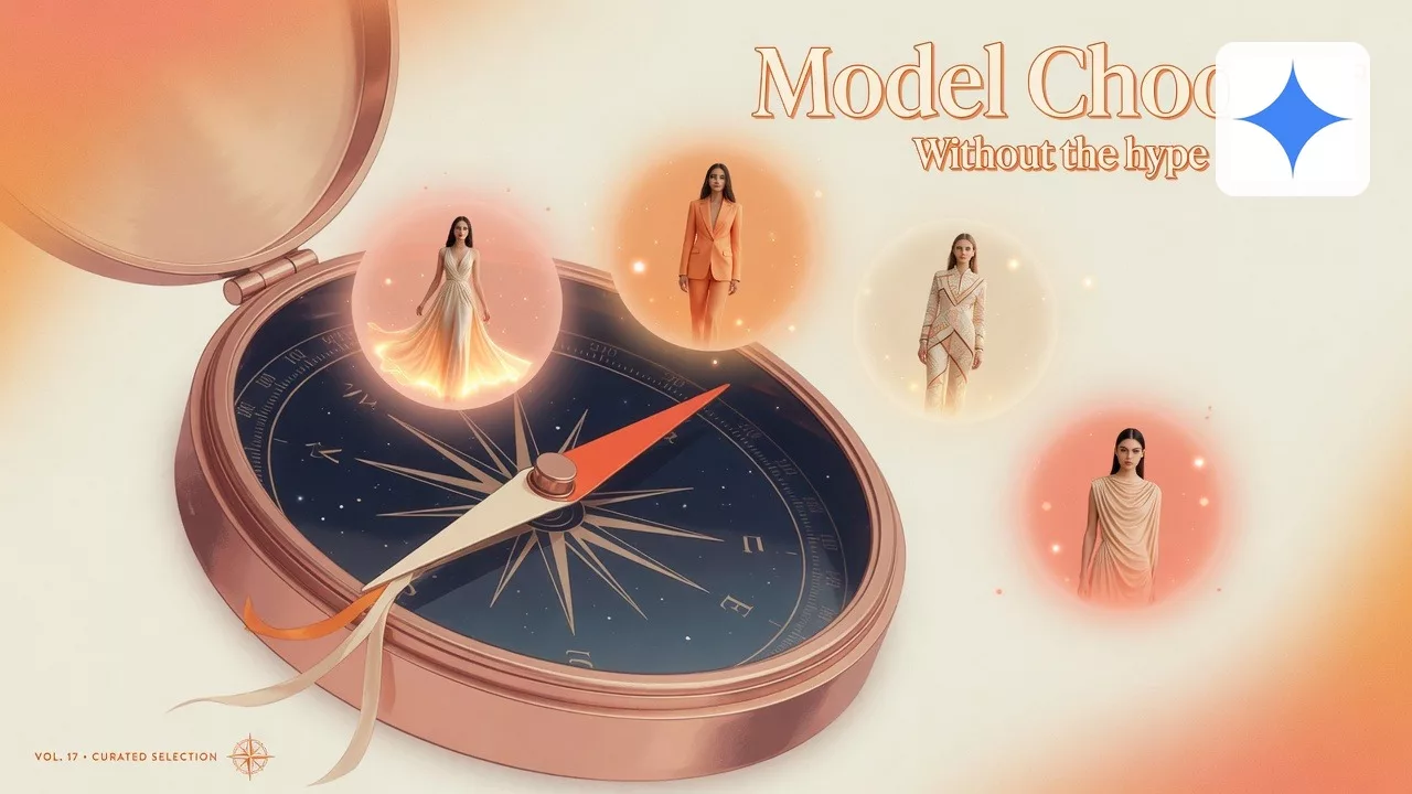 Models chooser without hype, with the official product logo. Editorial illustration for Analytics Made Simple.