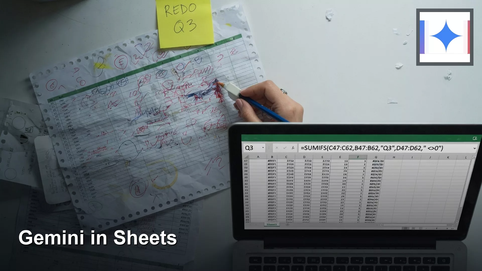 Sheets: formulas, cleanup, and explanations, with the official product logo. Editorial illustration for Analytics Made Simple.