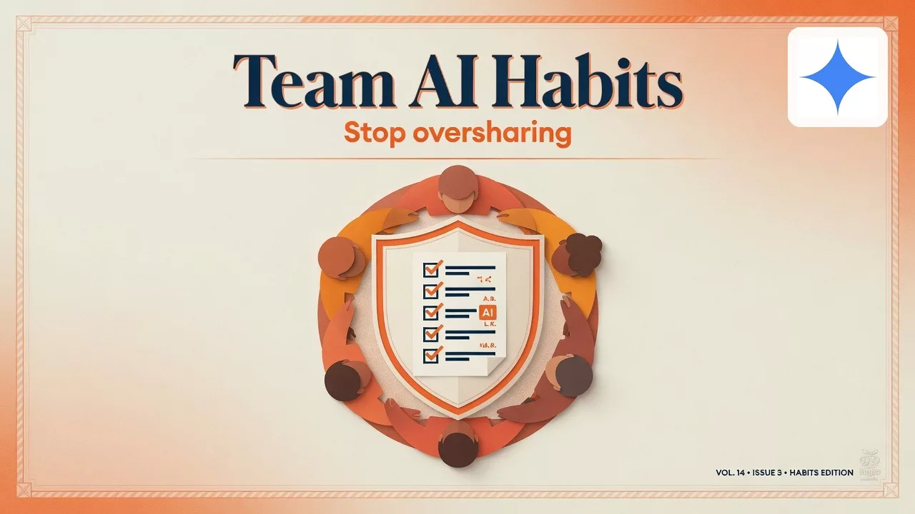 Team habits and oversharing risks, with the official product logo. Editorial illustration for Analytics Made Simple.