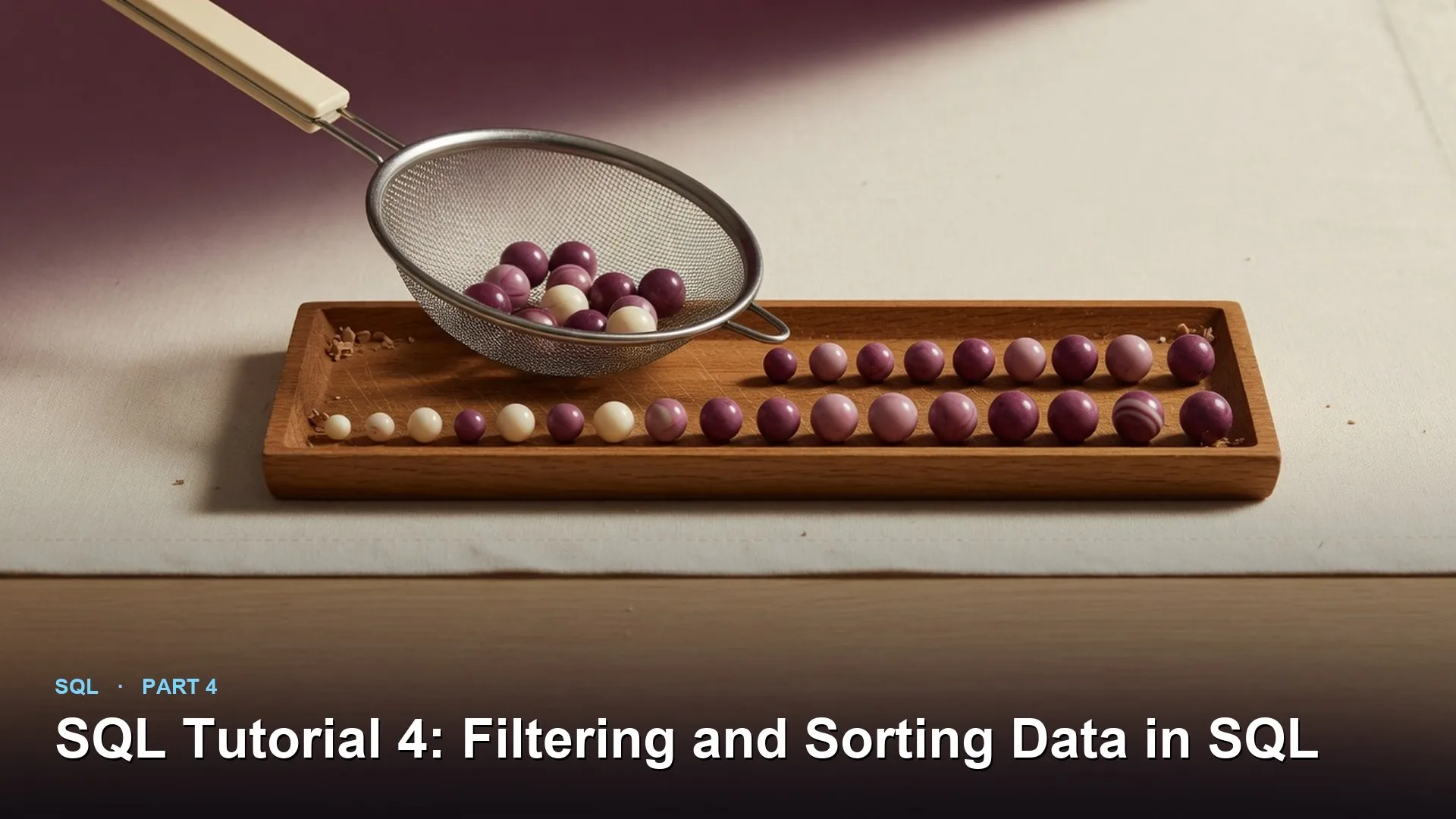 SQL Tutorial 4: Filtering and Sorting Data in SQL 2 SQL Tutorial 4: Filtering and Sorting Data in SQL